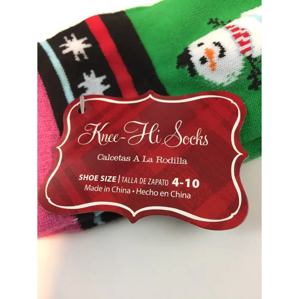 Knee -Hi Socks Size 4-10 Snow Man NWT